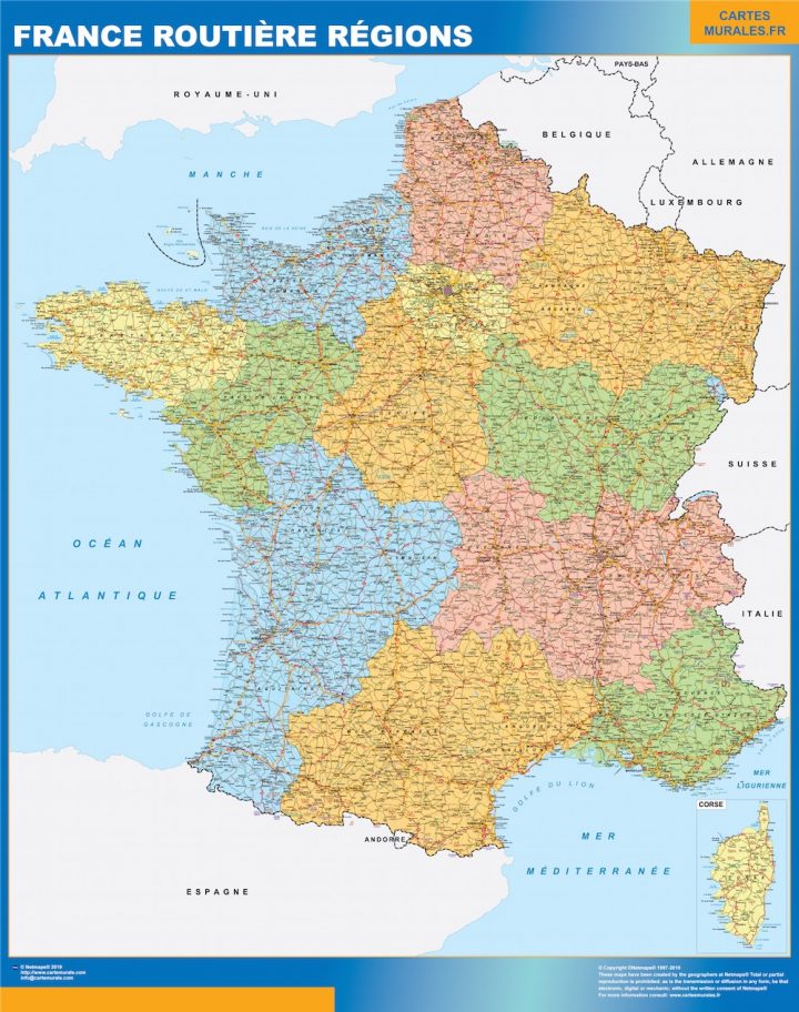 Carte France Geante Routiere Regions Impression Numérique pour Carte Des Régions Françaises