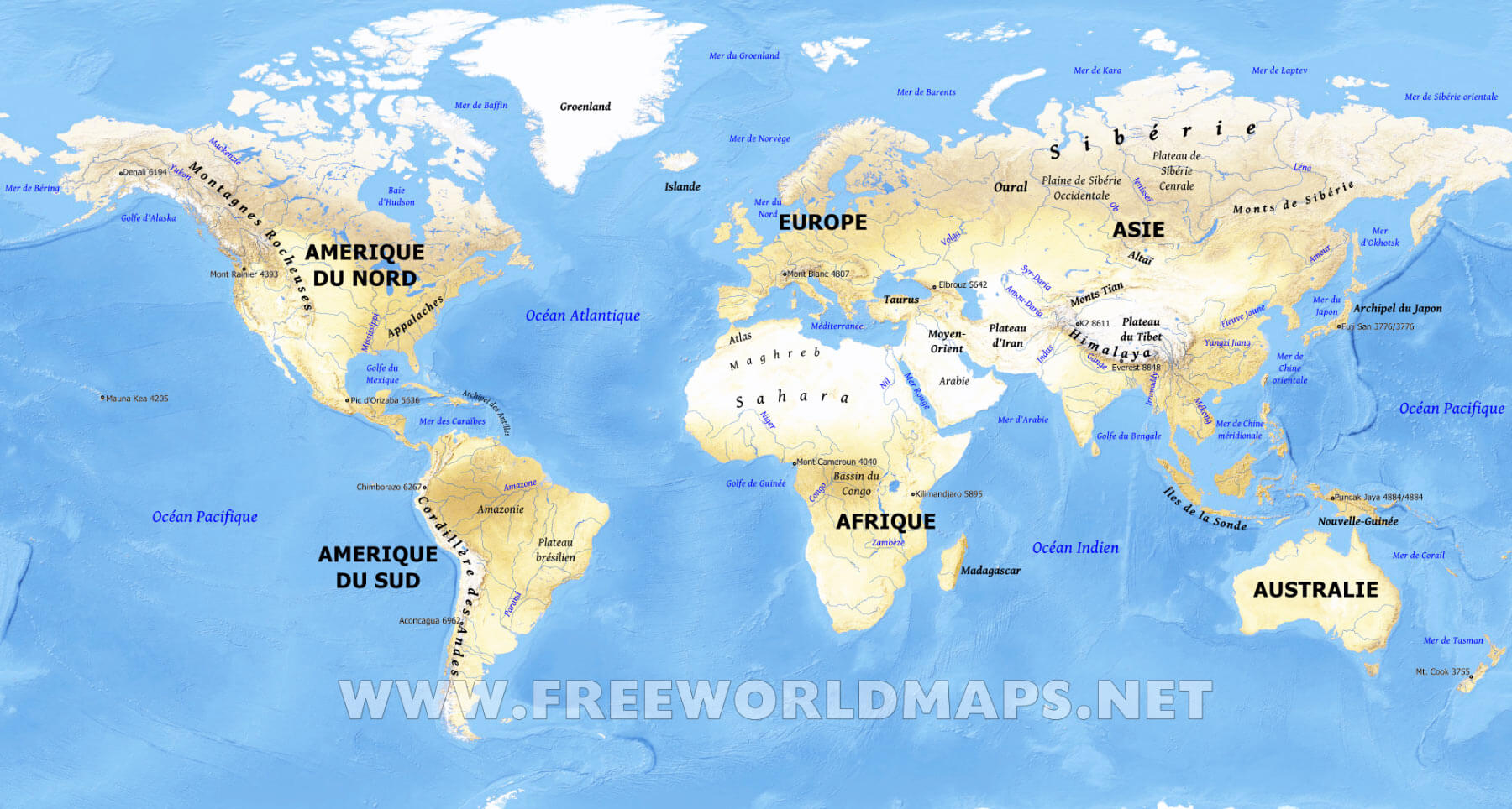 Carte Géographique Du Monde, Carte Physique Du Monde concernant Carte Du Monde Avec Capitale 