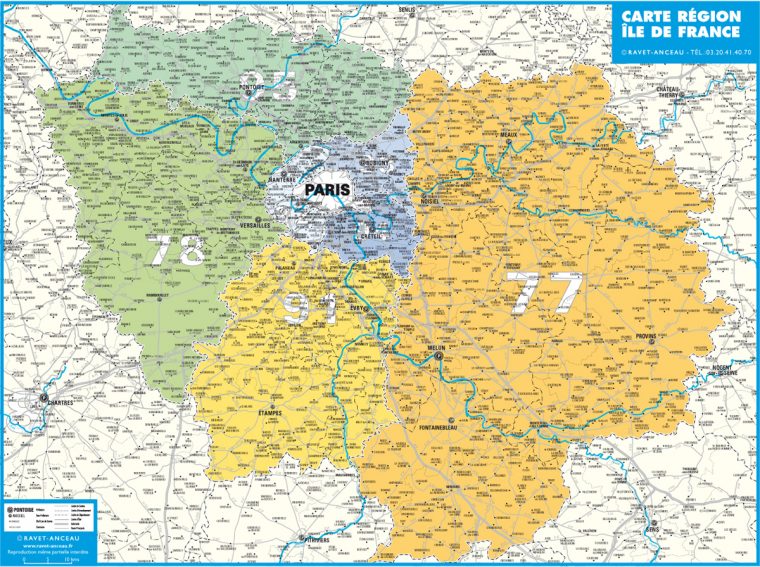 Carte Île-De-France (Grand Format) dedans Carte De France Grand Format