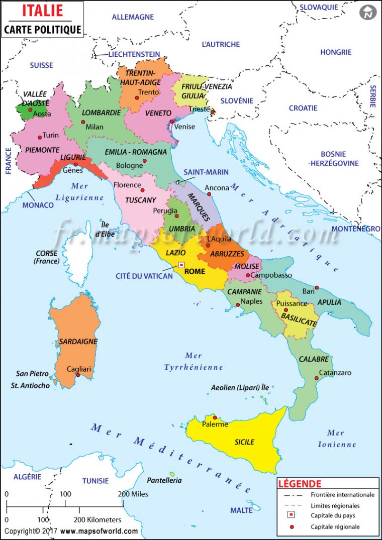 Carte Italie | Carte De L'italie avec Carte Du Monde Avec Capitale