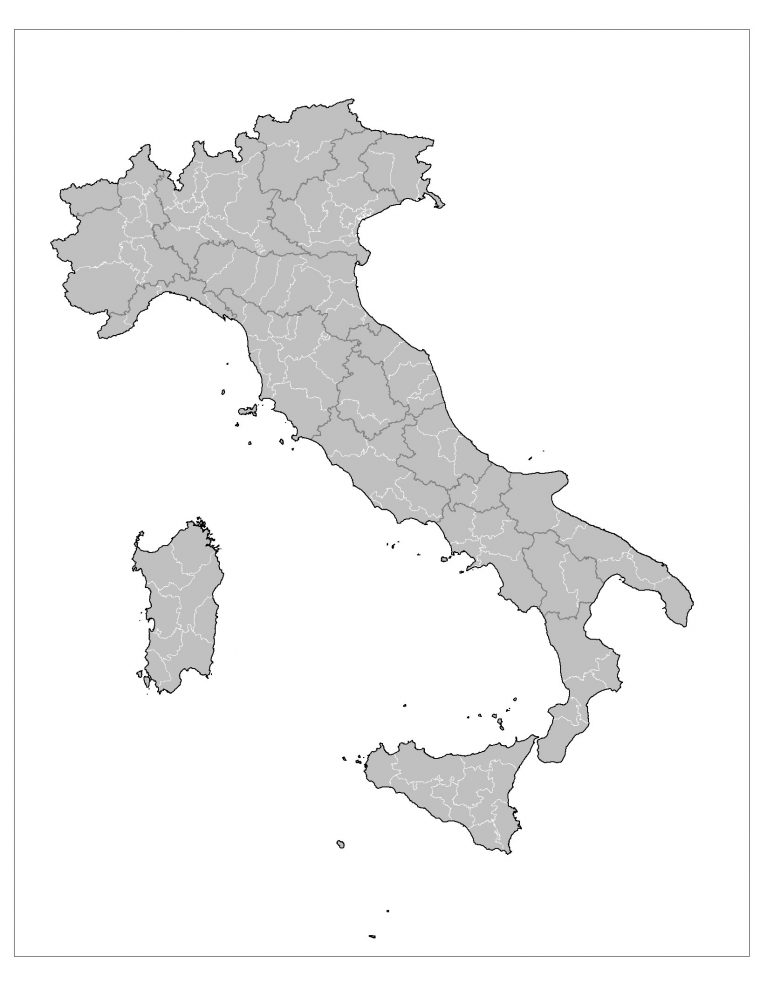 Carte Italie Vierge Numéros Régions, Carte Vierge Des destiné Carte Des Régions Vierge