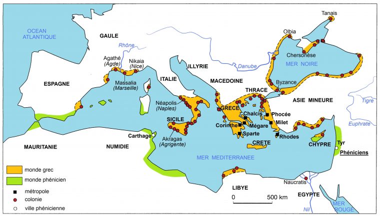 Carte : La Méditerranée Grecque Au V° Siècle Avant Jésus à Carte Des Régions À Compléter