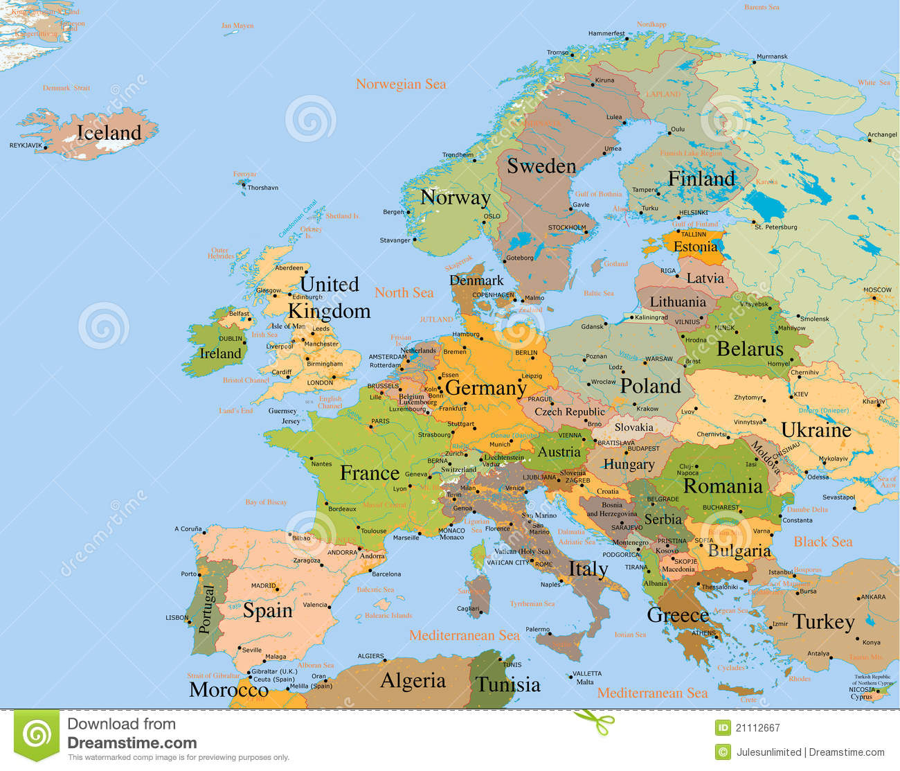 Carte L'europe - Détaillée Image Stock. Image Du Globe avec Carte De L Europe Détaillée