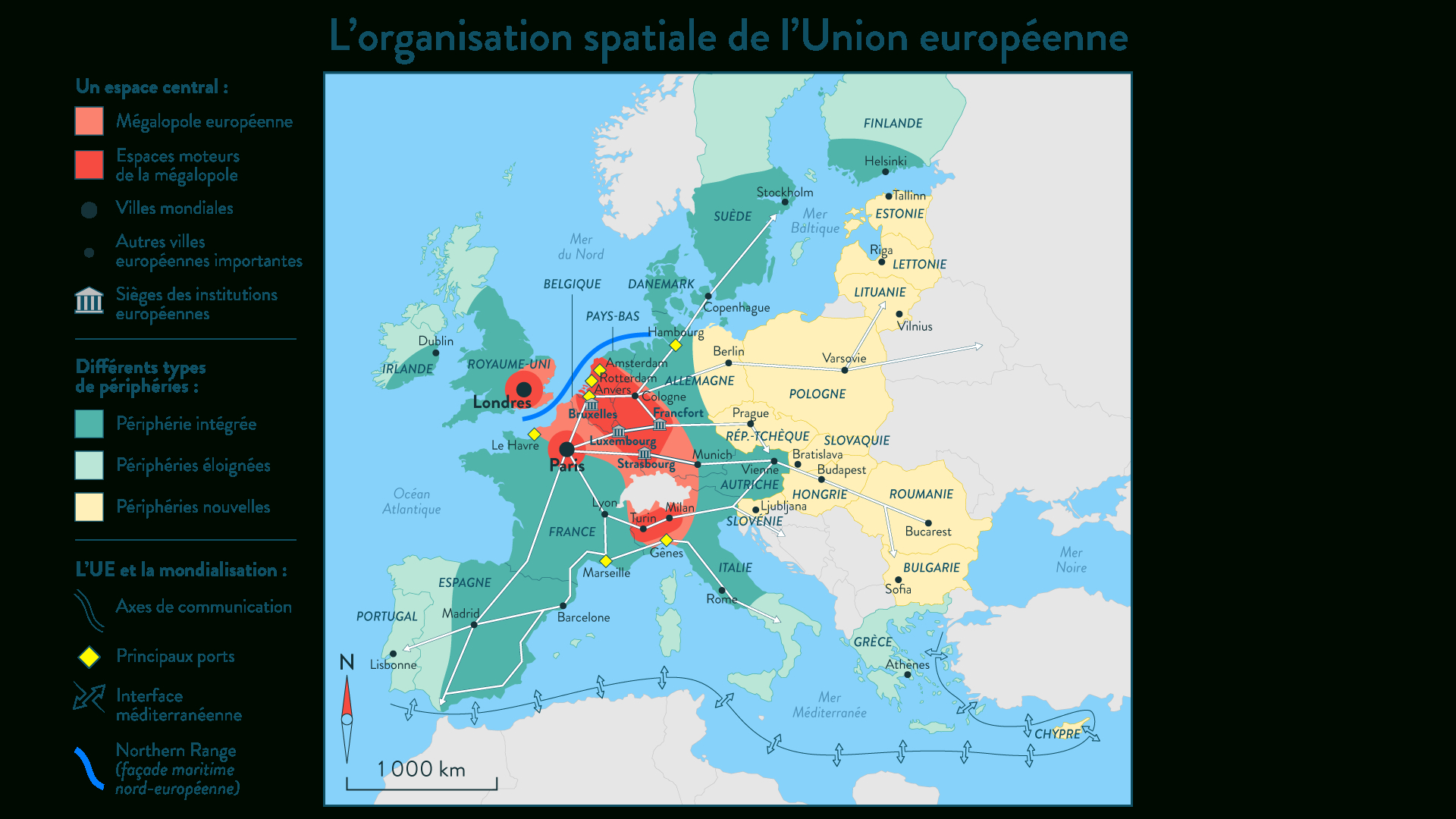 Carte : L&amp;#039;organisation Spatiale De L&amp;#039;union Européenne dedans Carte Des Pays De L Union Européenne 