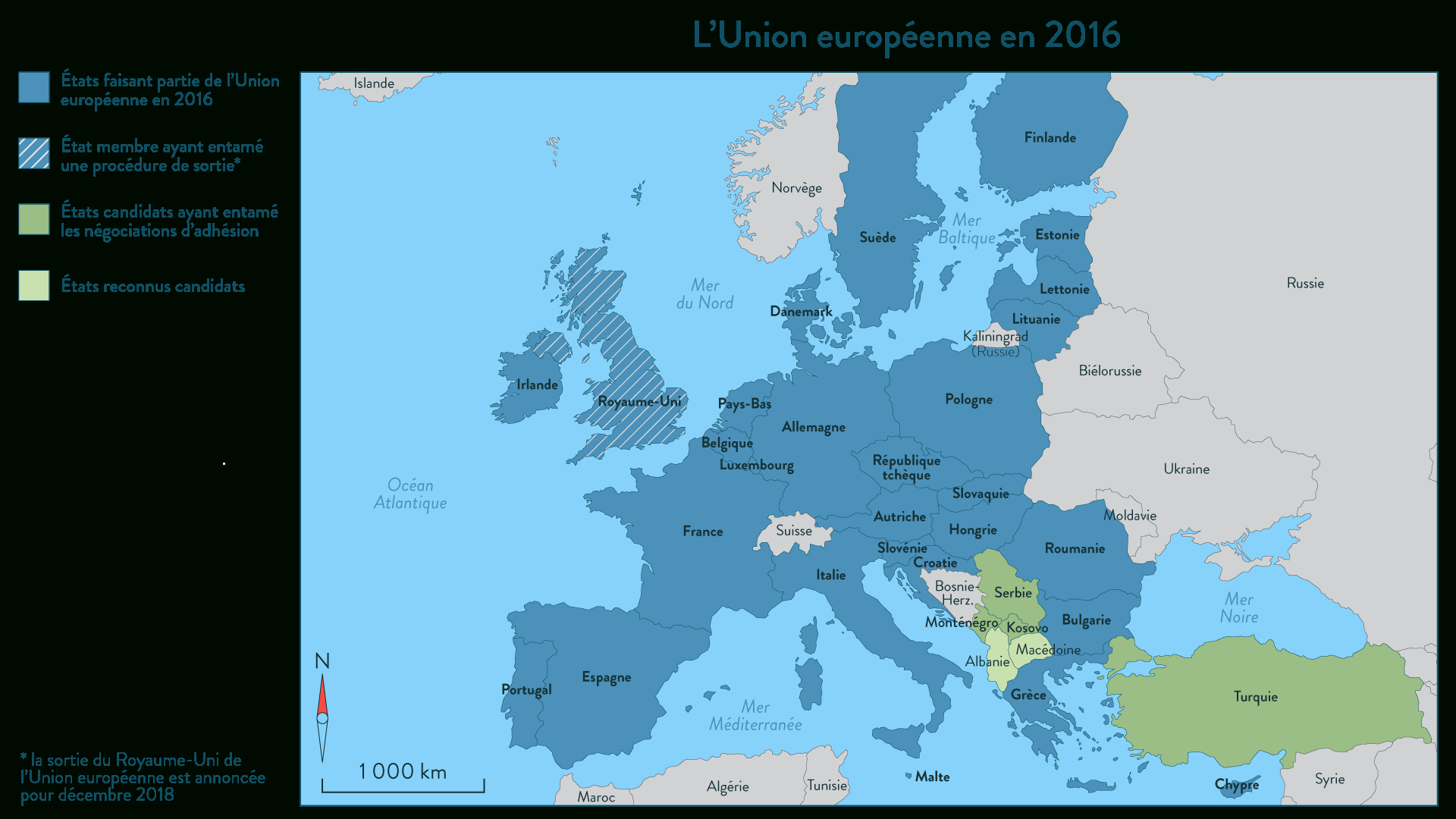 Carte : L&amp;#039;union Européenne En 2016 | Schoolmouv dedans Carte Union Europeene 