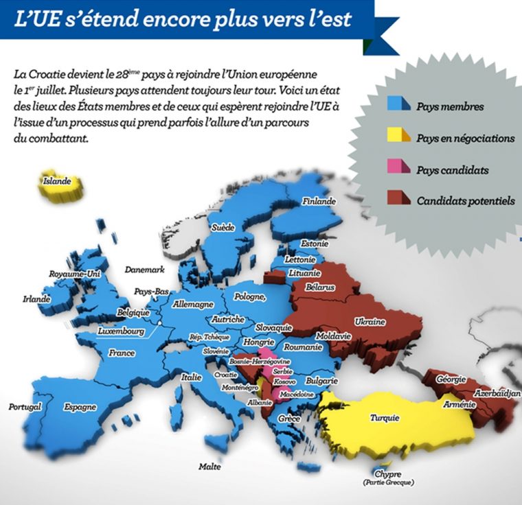 Carte. L'union Européenne S'étend Encore Plus Vers L'est intérieur La Carte De L Union Européenne