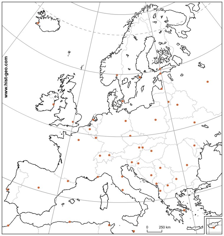 Carte Muette Des Pays Et Capitales D'europe (Ue) Avec à Carte D Europe Avec Pays Et Capitales