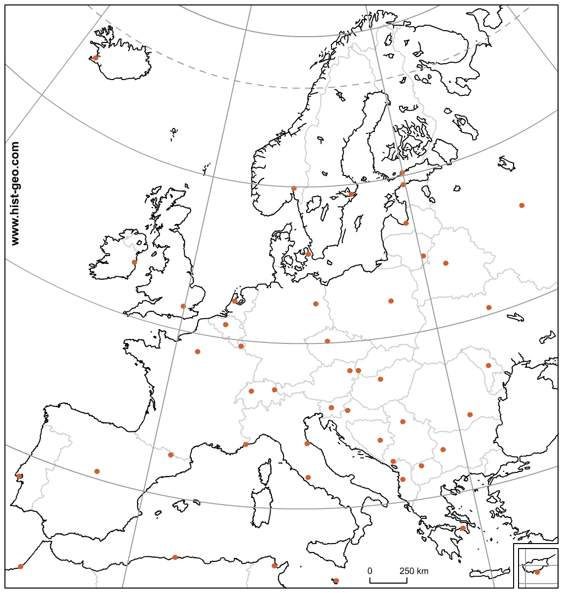 Carte Muette Des Pays Et Capitales D'europe (Ue) Avec intérieur Capitale Europe Carte