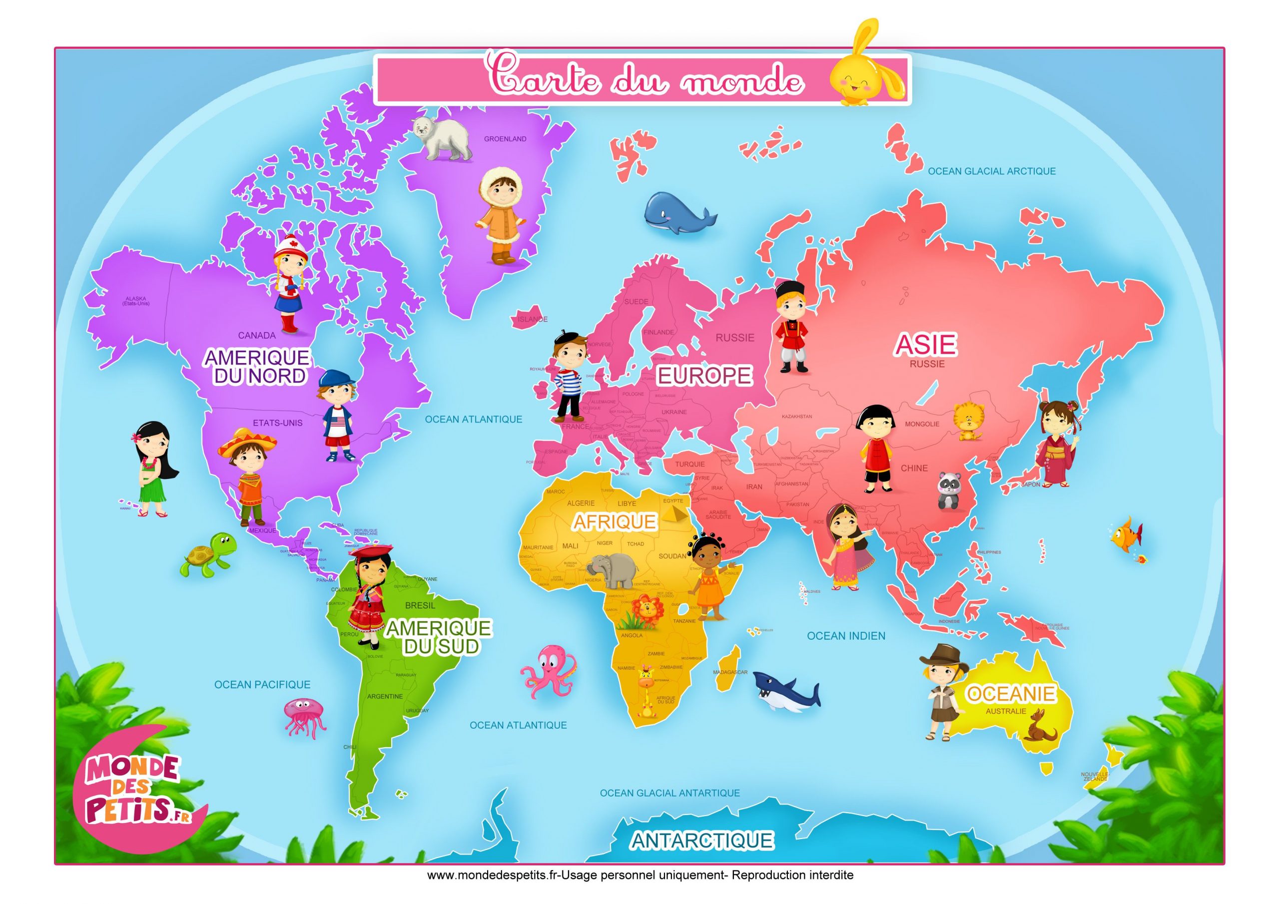 Carte-Pays-Monde-Enfant 3 508 × 2 480 Pixels | Pays Du à Carte Du Monde Enfant