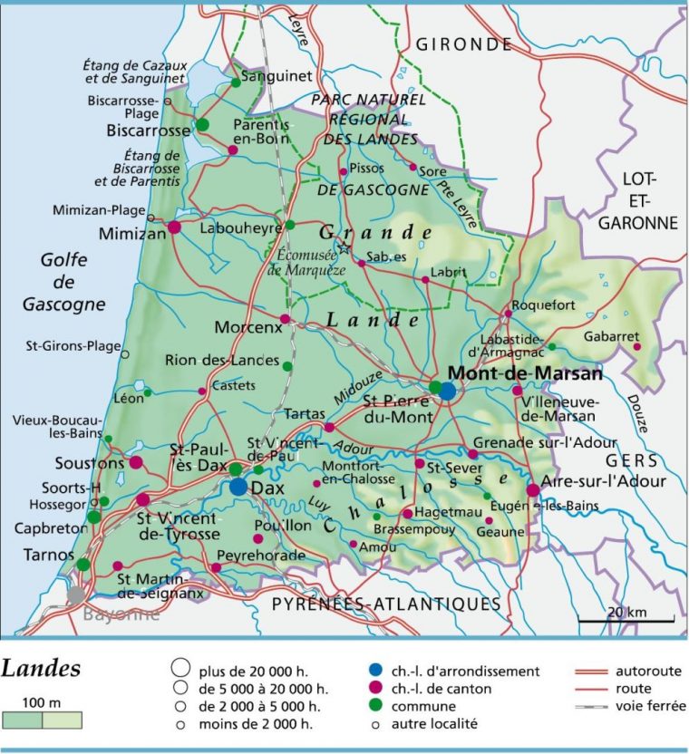 Carte, Plan Et Itinéraire Département Landes 40 avec Carte Avec Les Departement