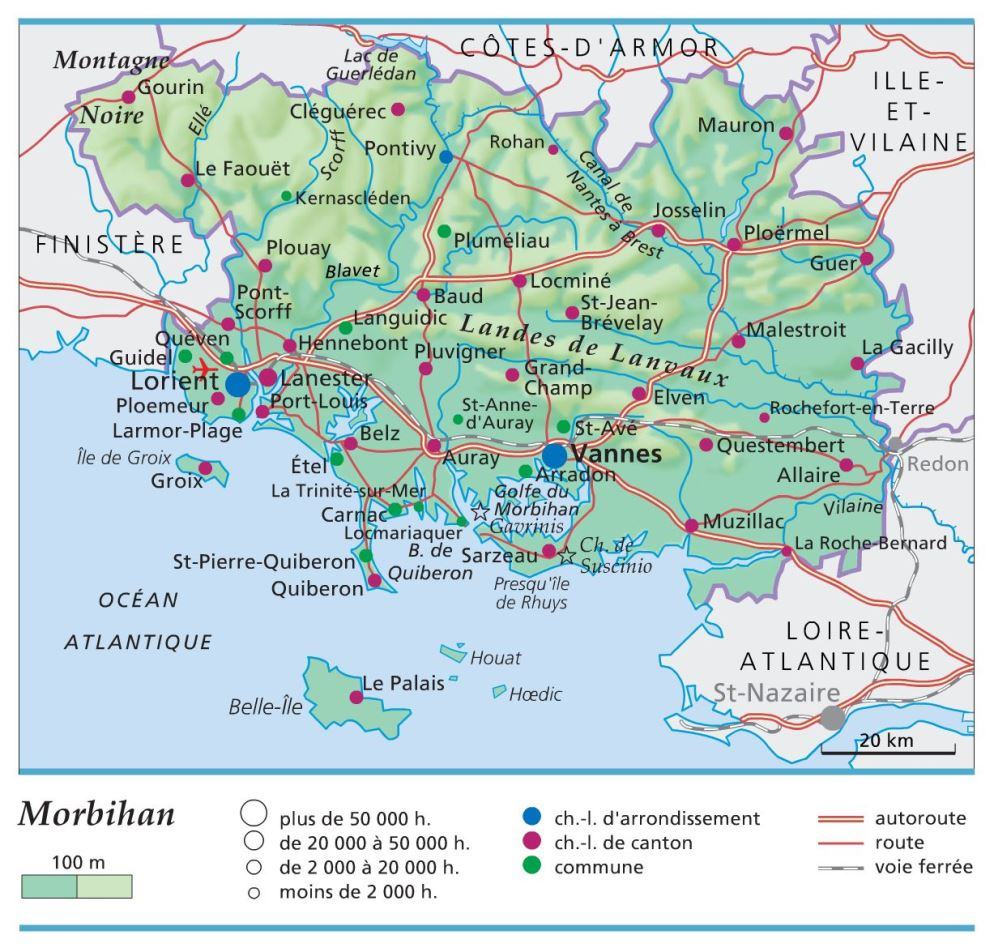 Carte, Plan Et Itinéraire Département Morbihan 56 destiné Carte Region Departement