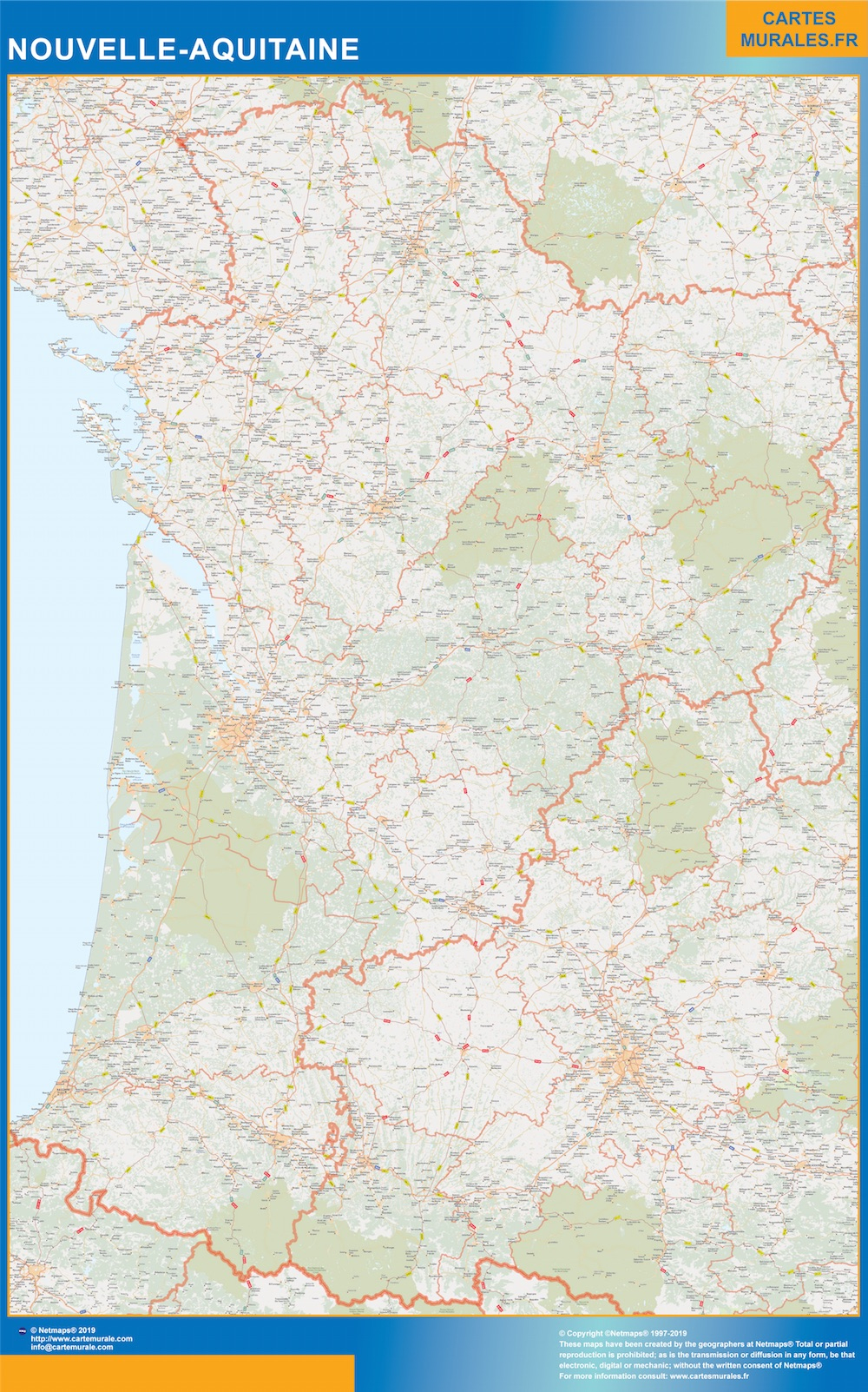 Carte Plastifiée Région Nouvelle Aquitaine serapportantà Carte De La France Région 