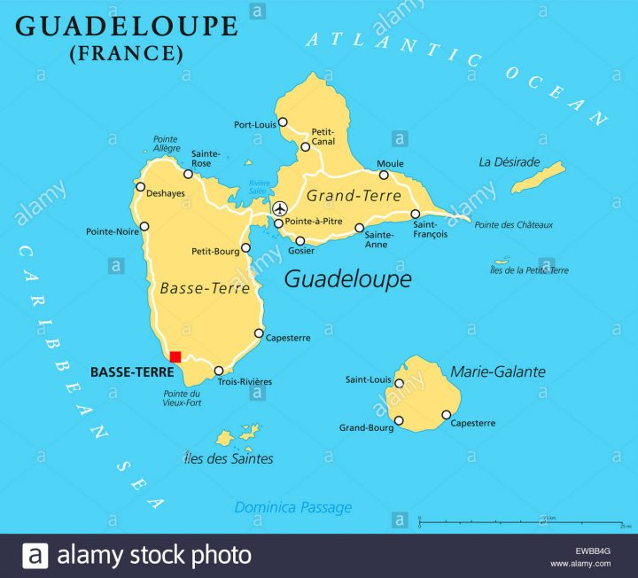 Carte Politique De La Guadeloupe Basse-Terre, Capitale De pour Carte France D Outre Mer