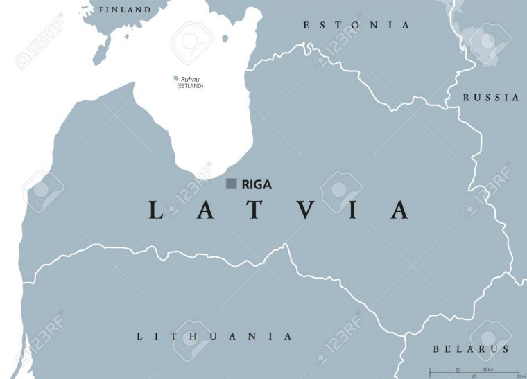 Carte Politique De La Lettonie Avec La Capitale Riga, Les Frontières  Nationales Et Les Pays Voisins. République D?europe Du Nord, L?un Des Trois  États serapportantà Carte Europe Capitale