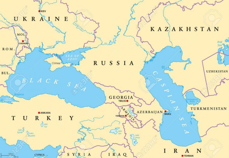 Carte Politique De La Mer Noire Et De La Mer Caspienne Avec Les