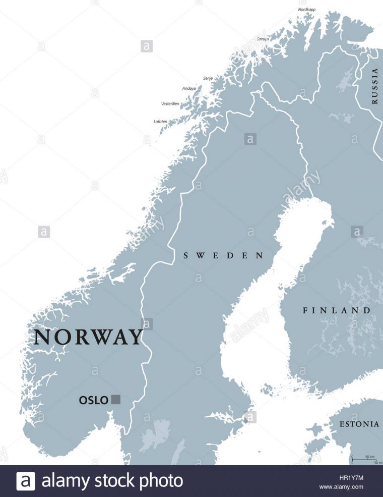 Carte Politique De La Norvège Avec Oslo, Capitale Des concernant Capitale Europe Carte