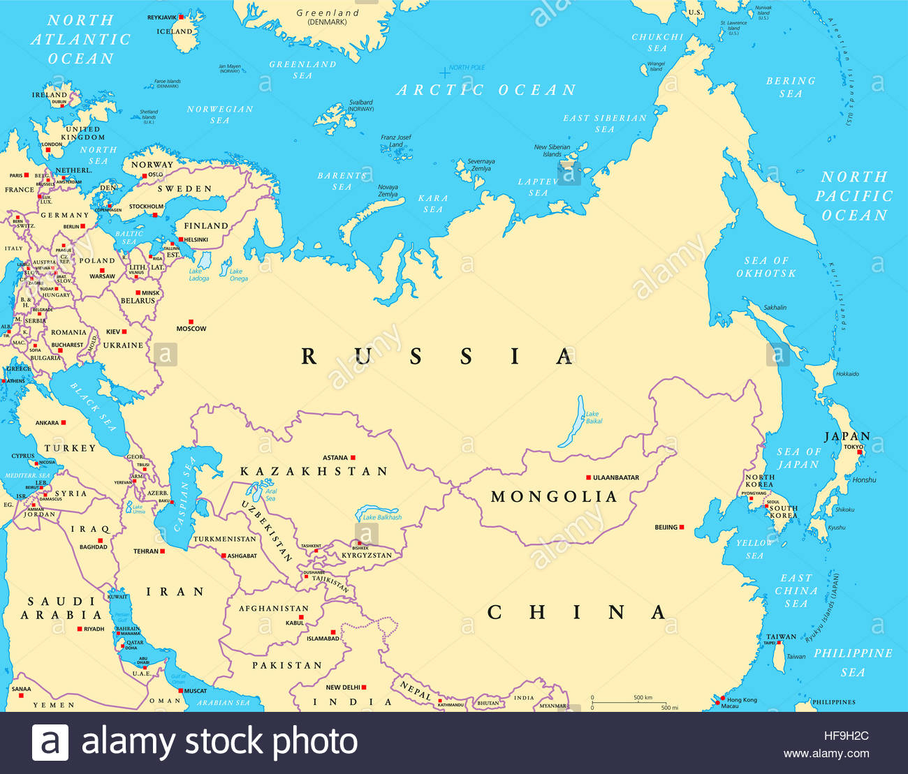 Carte Politique De L&amp;#039;eurasie Avec Les Capitales Et Les avec Carte Europe Avec Capitales 