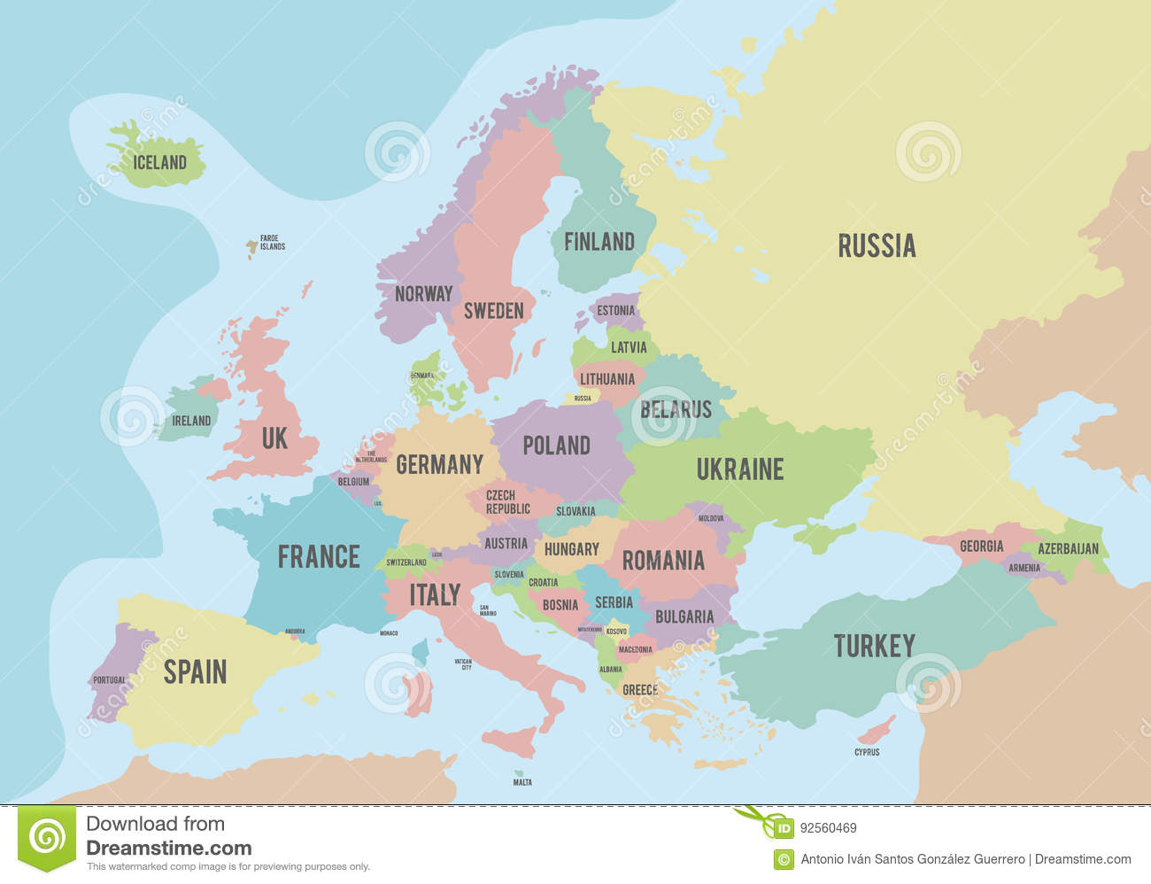 Carte Politique De L'europe Avec Différentes Couleurs Pour avec Carte De L Europe Avec Pays