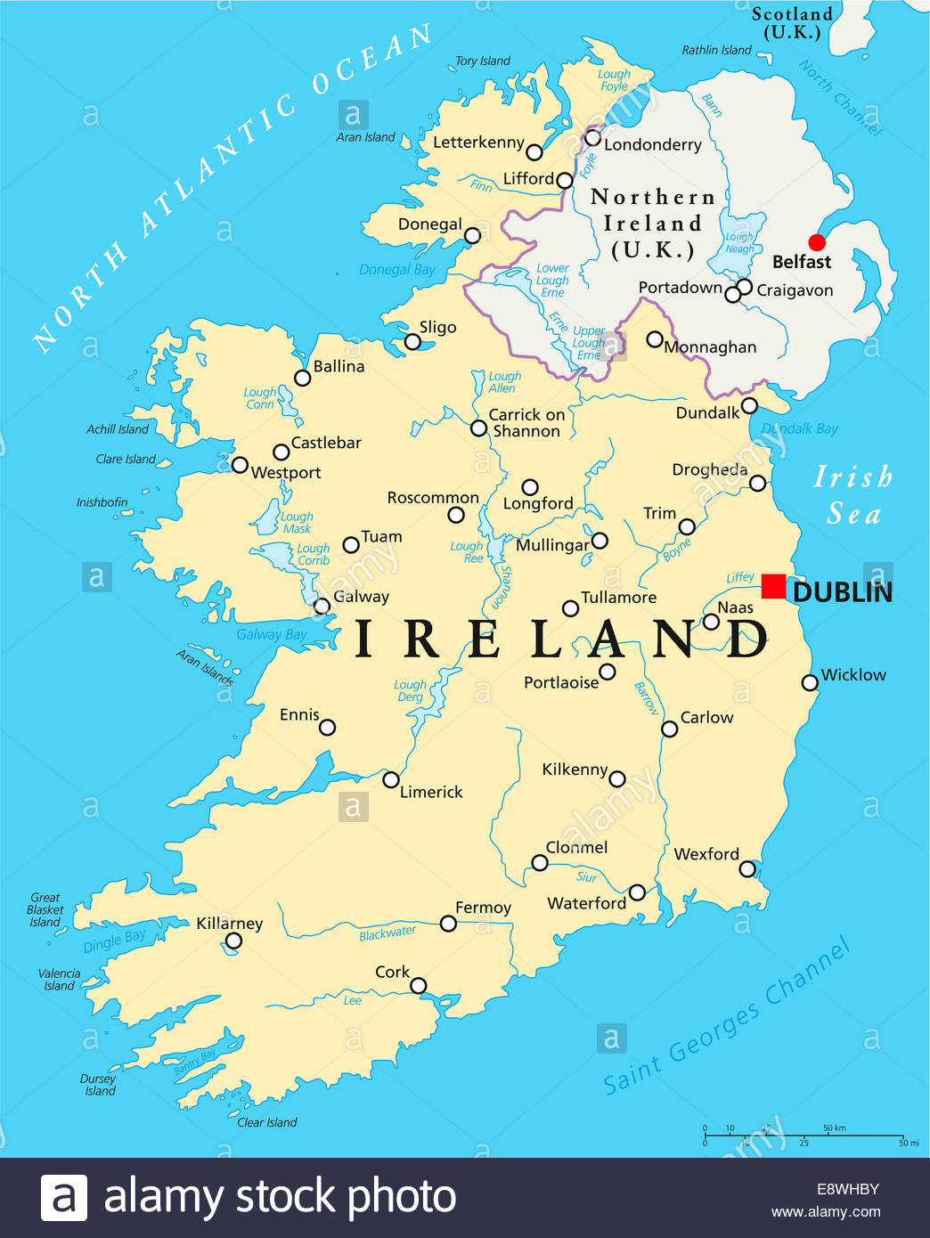 Carte Politique De L'irlande À Dublin, Capitale Des serapportantà Carte De L Europe Avec Capitales