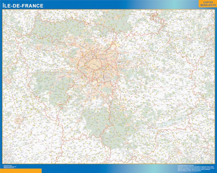 Carte Region Ile De France | Cartes Murales France avec Carte De France Grand Format