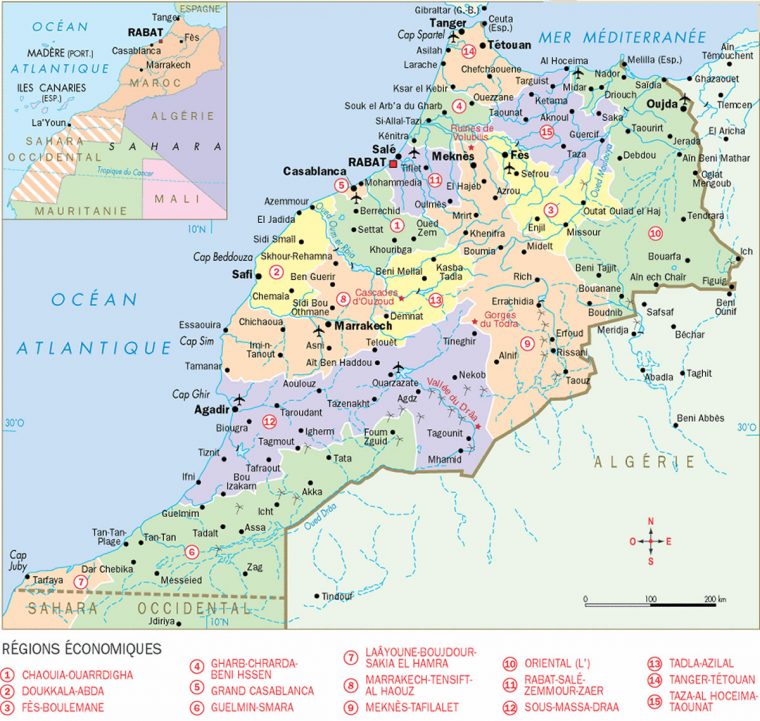 Carte Régions Économiques Maroc, Carte Détaillée Des Régions avec Carte De L Europe Détaillée