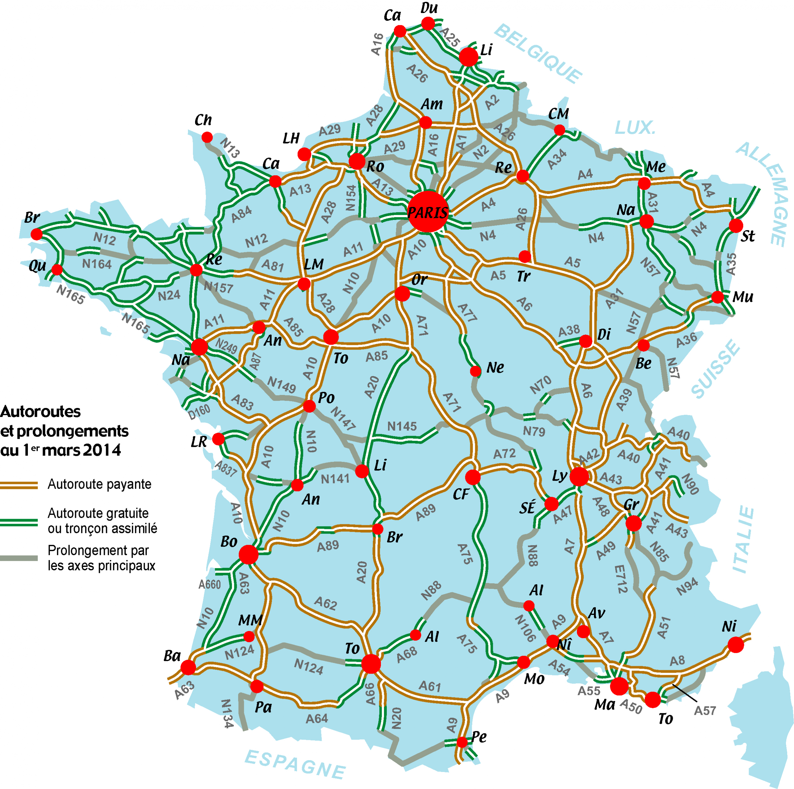 Carte Routes Et Autoroutes De France | Carte De France encequiconcerne Carte France Avec Departement 