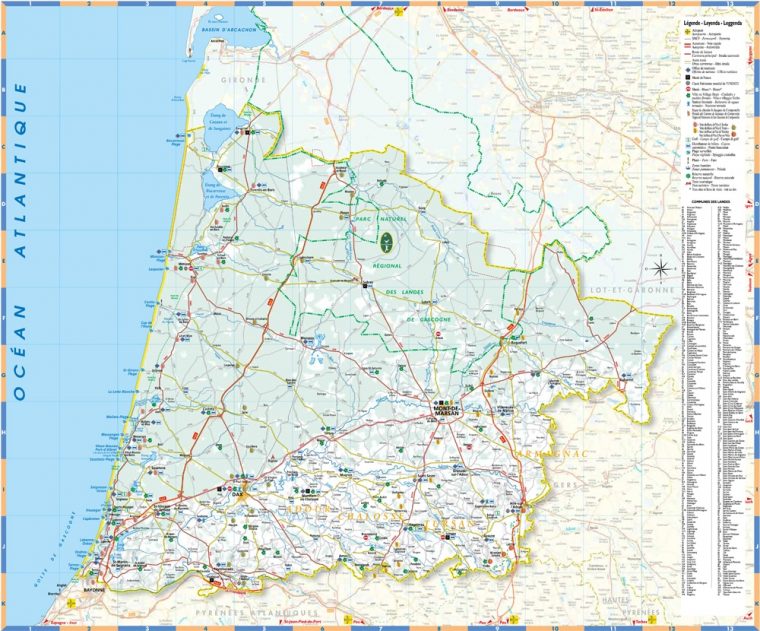 Carte Touristique Des Landes (40) Pour Vos Vacances concernant Carte De France Departement À Imprimer