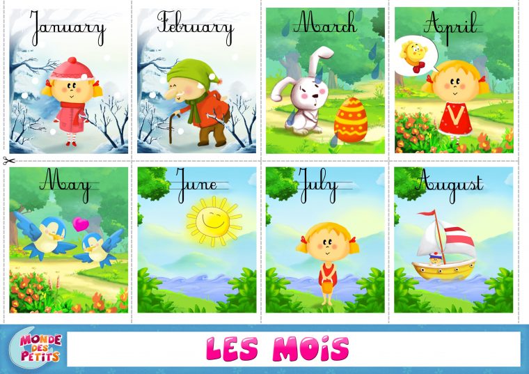 Cartes À Imprimer Apprendre Les Mois En Anglais | Mois En encequiconcerne Jeux Pour Apprendre Les Mois De L Année