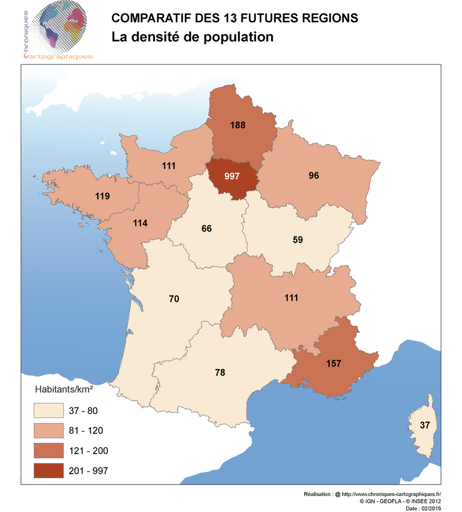 Cartes Comparatives Des Nouvelles Régions En France dedans Carte Des 13 Nouvelles Régions De France