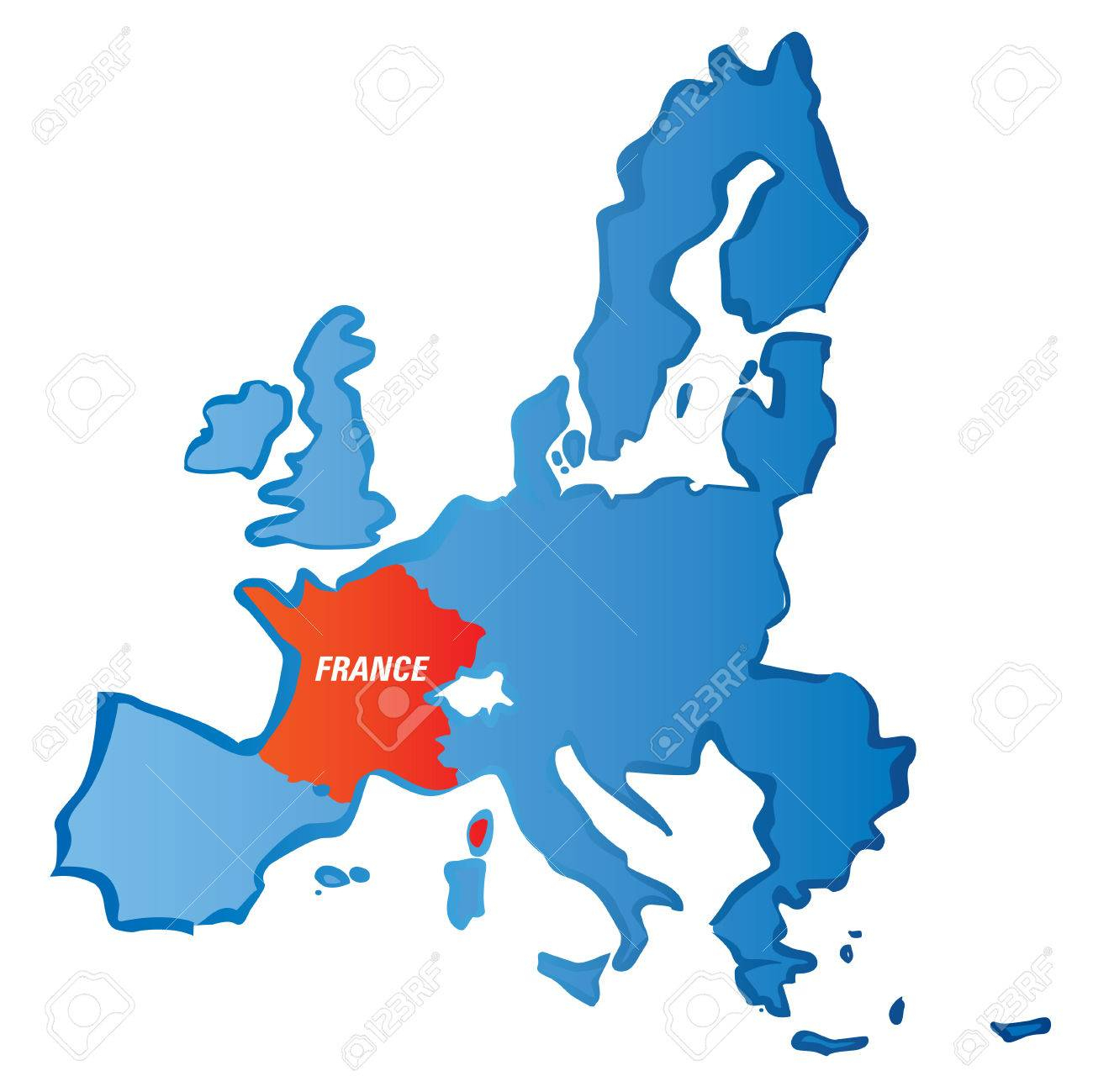Cartes De Dessin Bleu De L&amp;#039;union Européenne Et Red France. tout Dessin Carte De France 