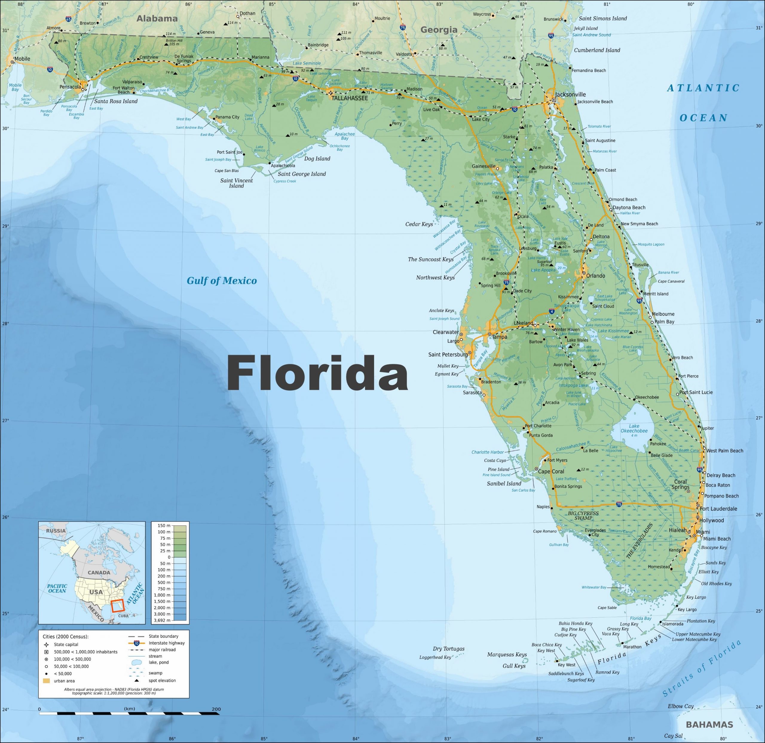 Cartes De Floride | Cartes Typographiques Détaillées De pour Carte Des Etats Unis À Imprimer