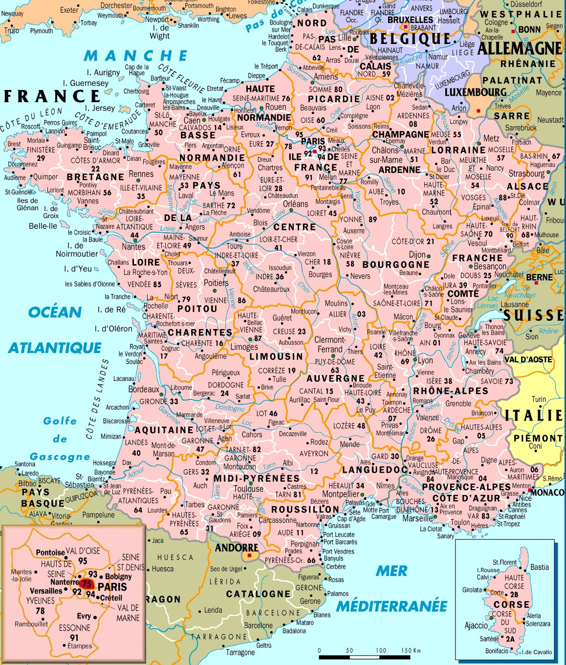 Cartes De France : Cartes Des Régions, Départements Et intérieur Carte De La France Avec Ville