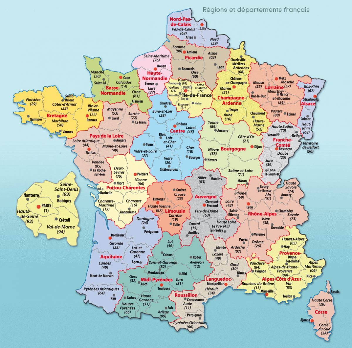 Carte De France Avec Départements Et Préfectures