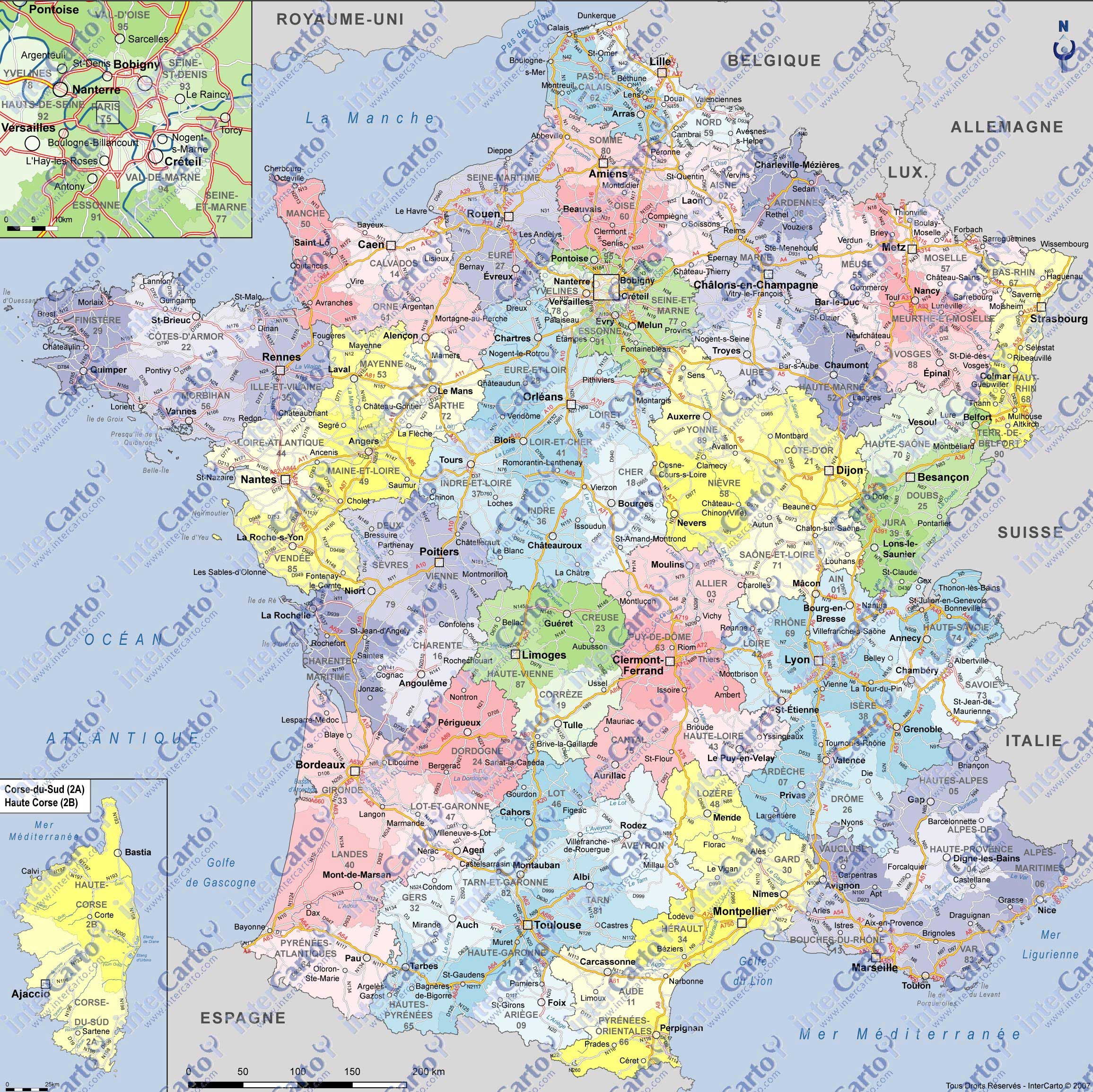 Cartes De France » Vacances - Arts- Guides Voyages concernant Carte Des Départements Français