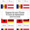 Cartes De Nomenclature - Drapeaux Des Pays D'europe (45 Cartes + Pochette  De Rangement) avec Drapeaux Européens À Imprimer