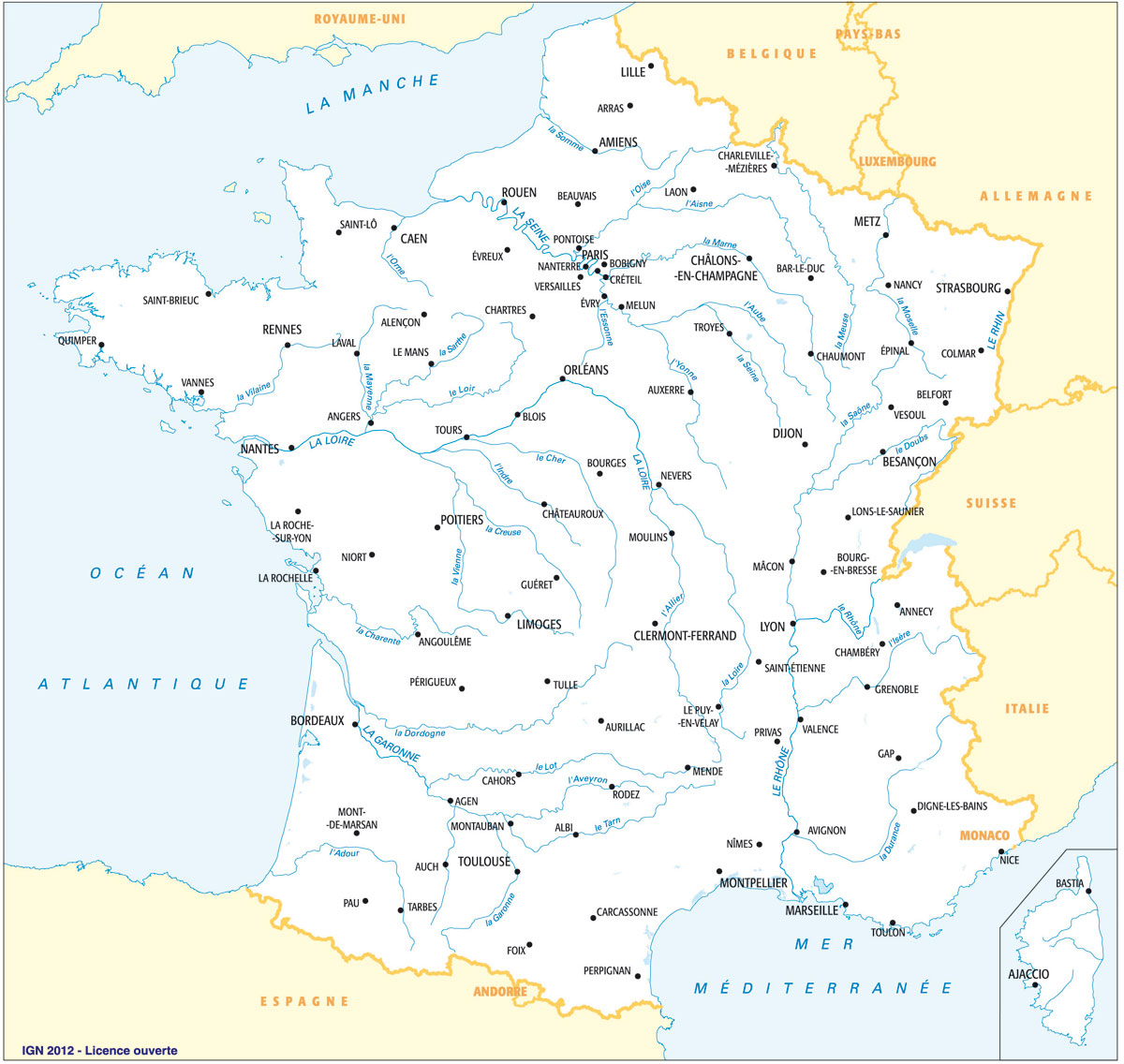 Cartes Des Fleuves Et Rivières De France - Quiz Éducatifs destiné Les Fleuves En France Cycle 3 