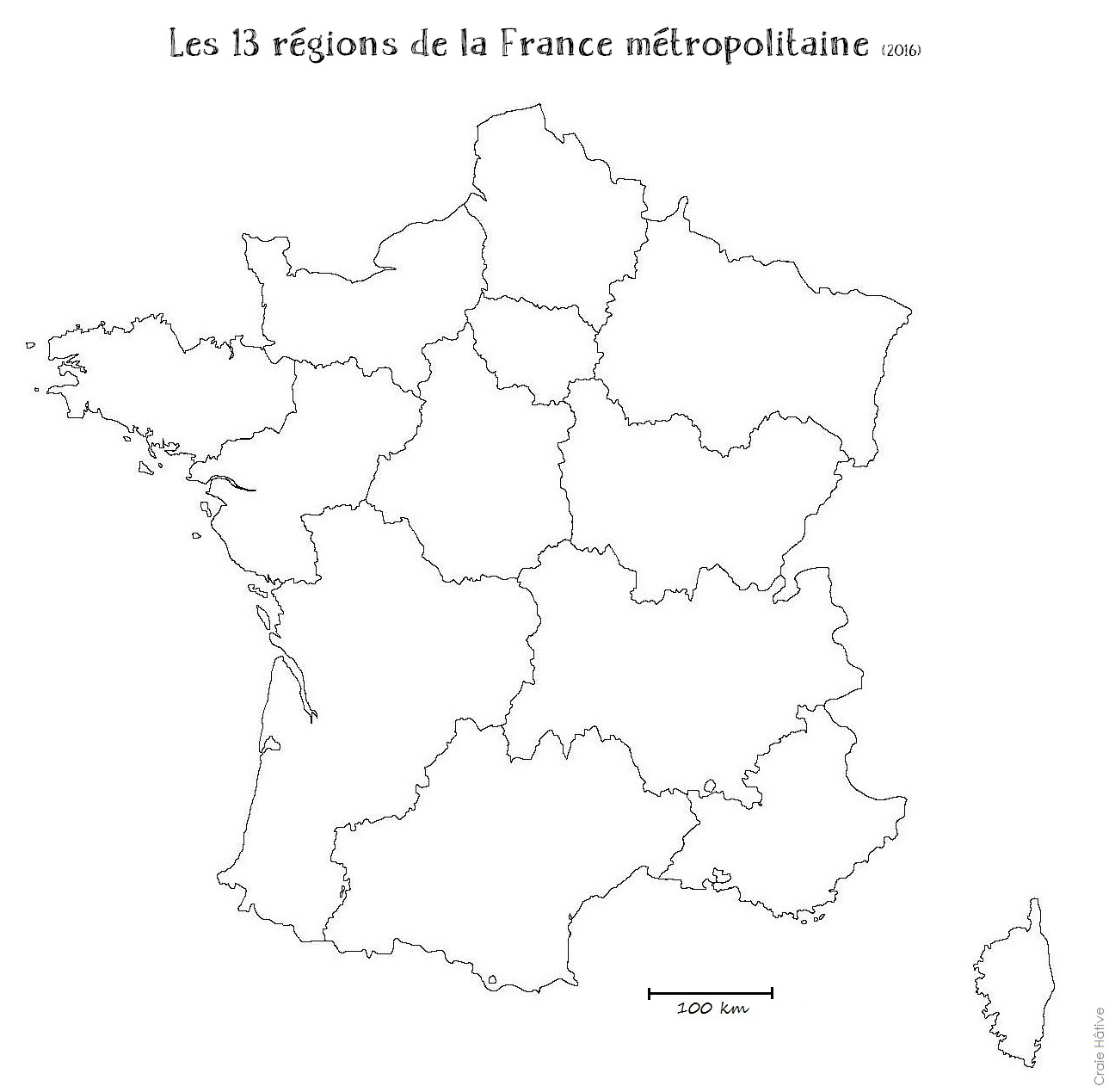 Cartes Des Régions De La France Métropolitaine - 2016 avec Carte Des Régions À Compléter