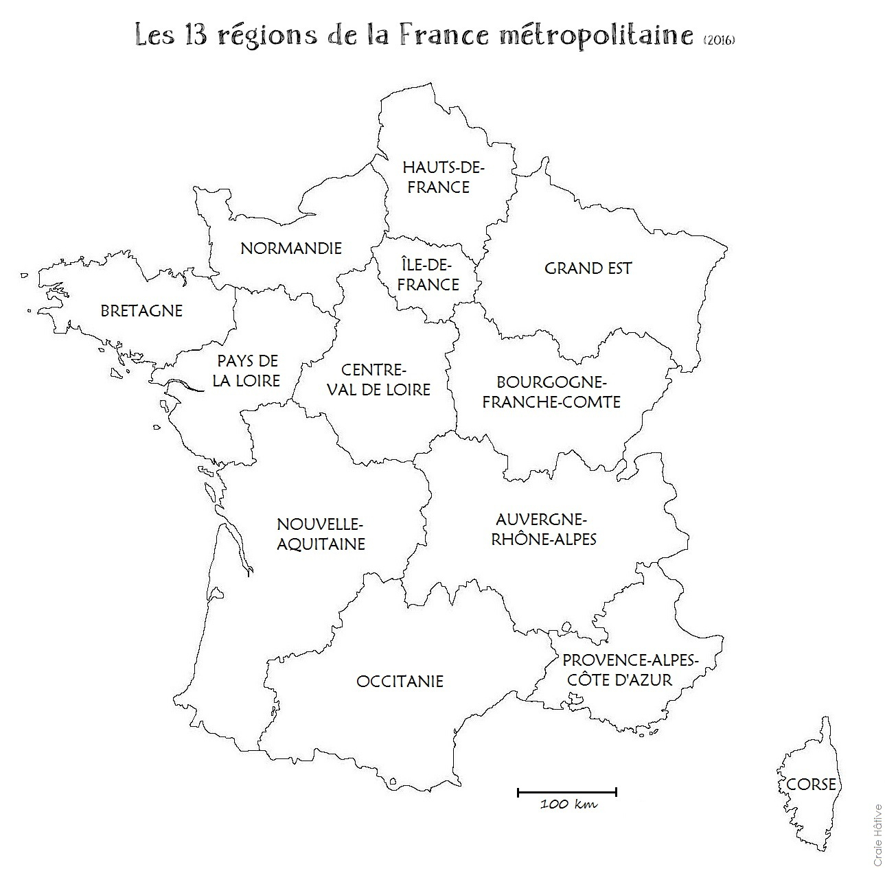 Cartes Des Régions De La France Métropolitaine - 2016 serapportantà Carte De France Vierge Nouvelles Régions 