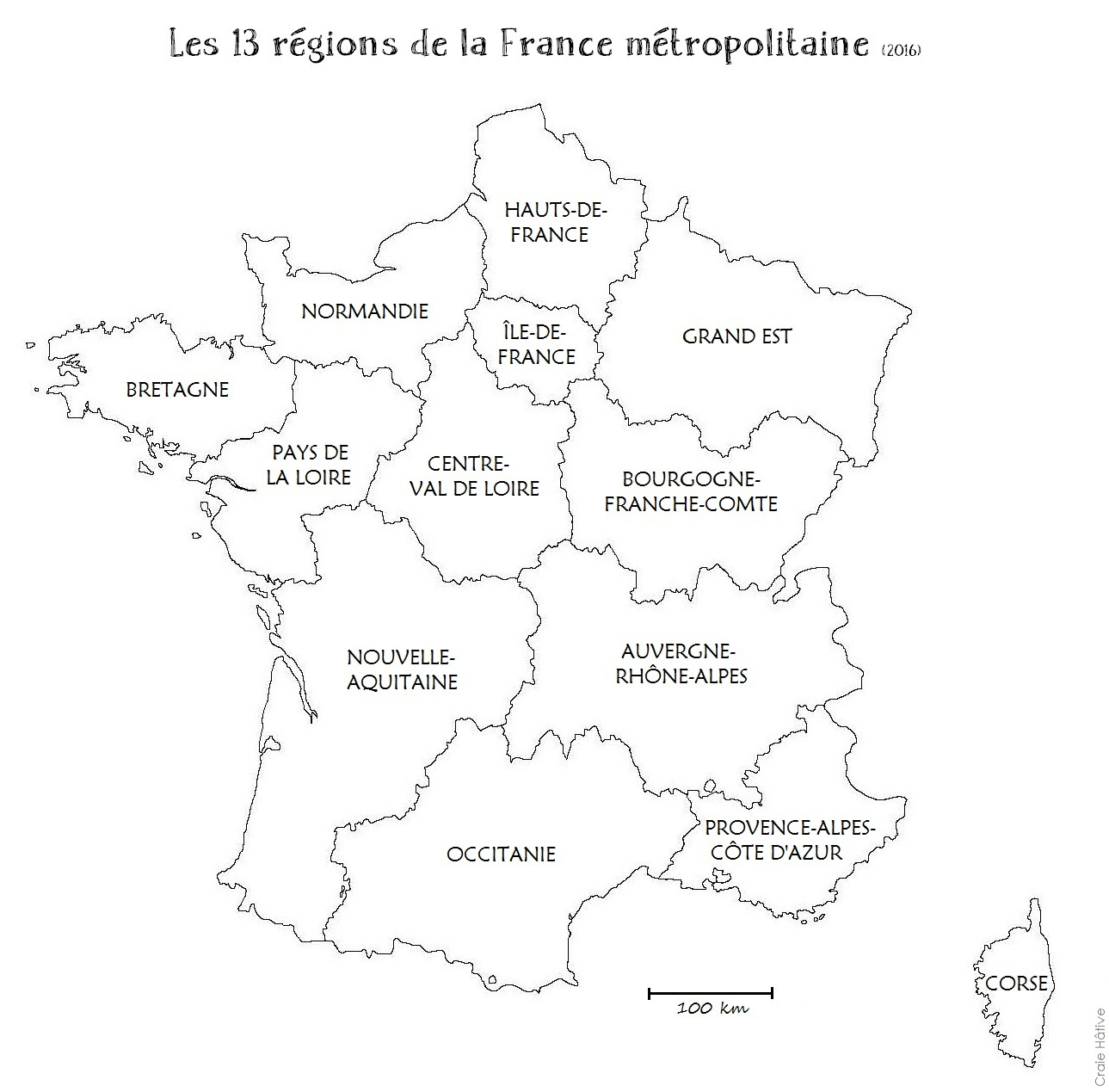 Cartes Des Régions De La France Métropolitaine - 2016 serapportantà Carte France Région Vierge