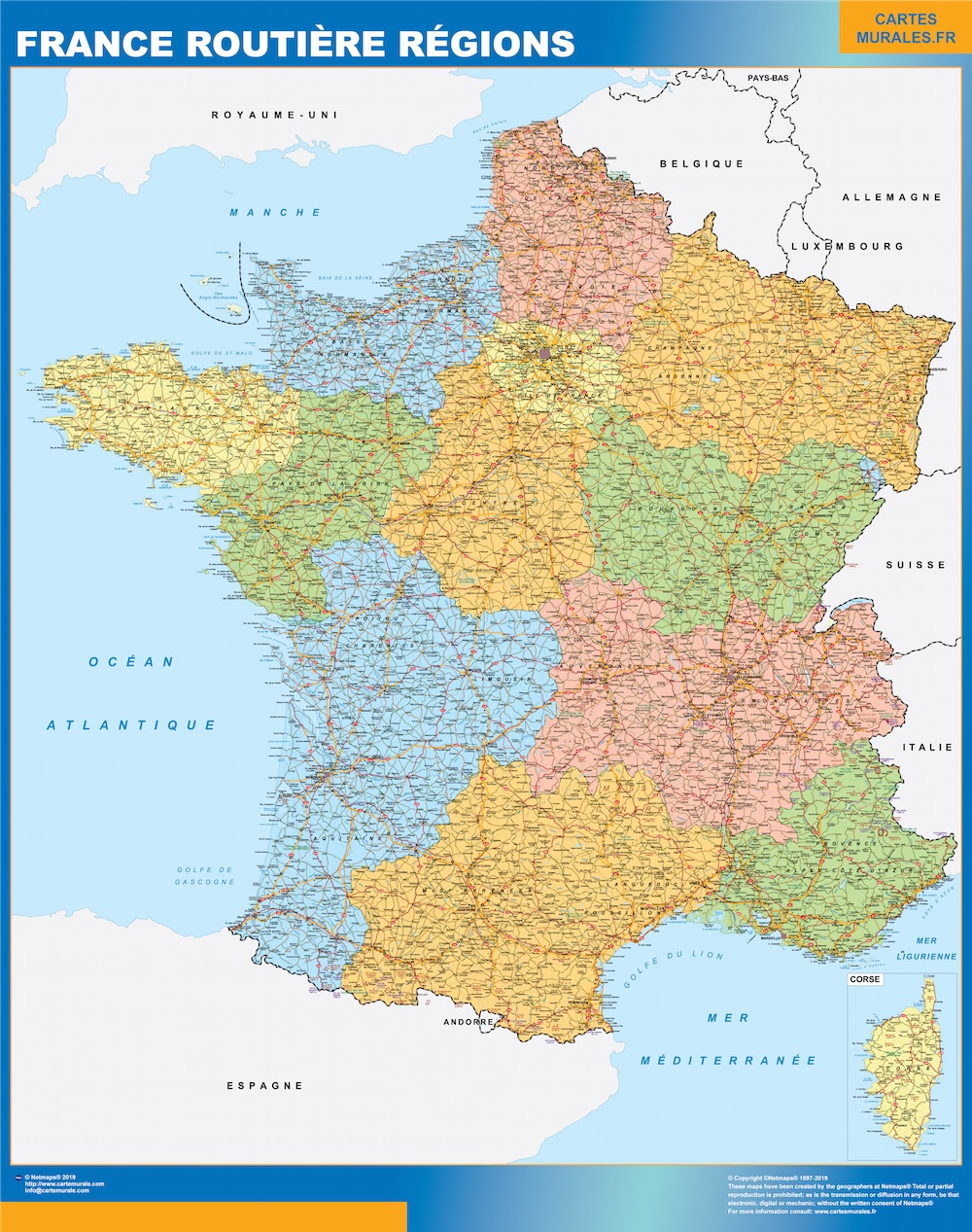 Cartes France Murales | Cartes Murales France concernant Carte Numero Departement 