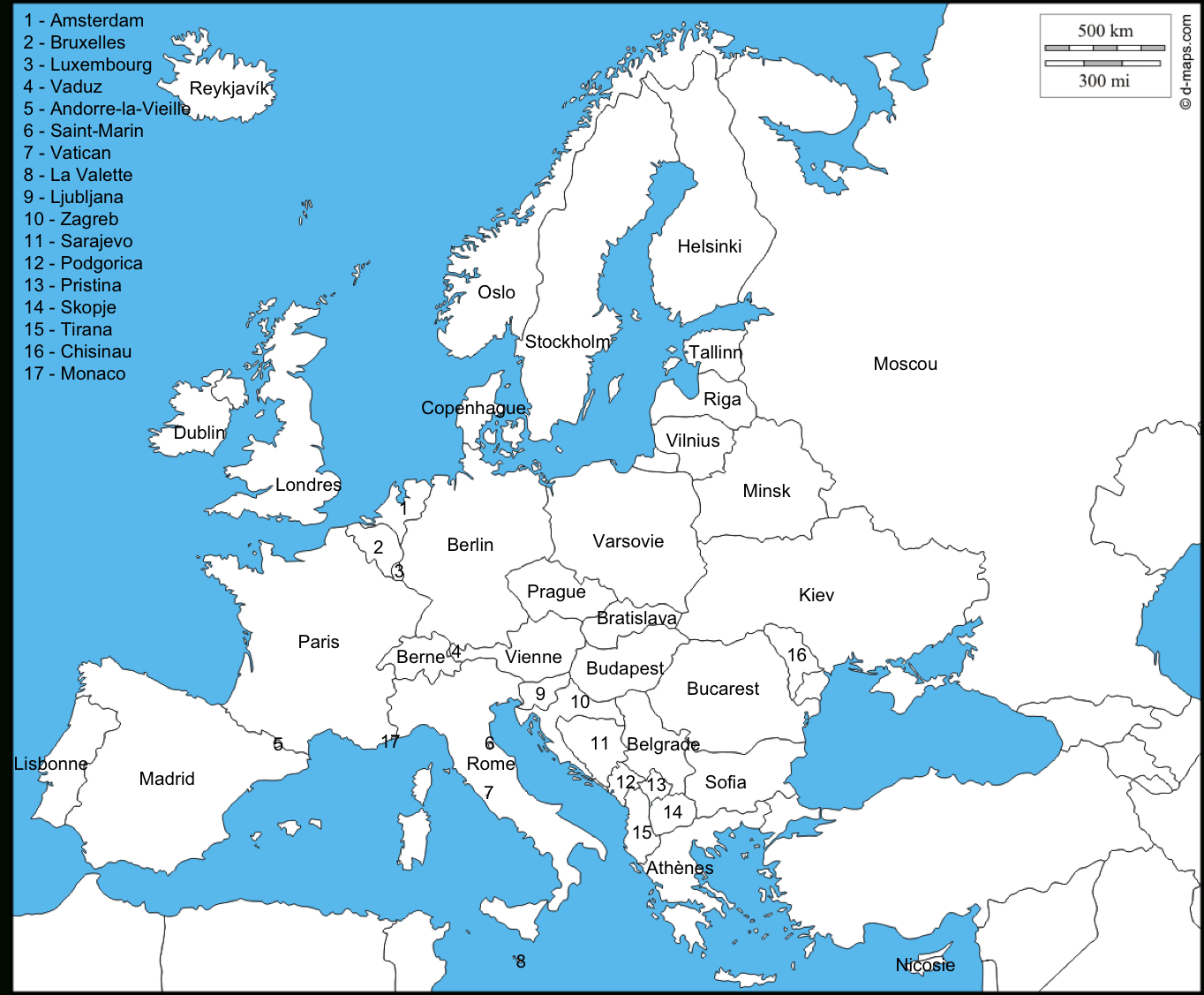Cartes Localisation Des Capitales avec Carte Des Capitales De L Europe