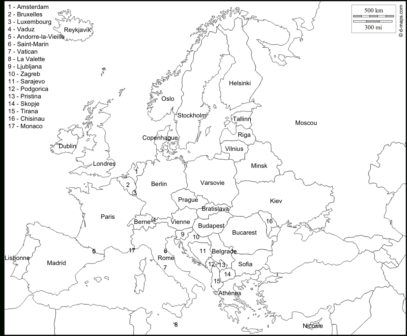 Cartes Localisation Des Capitales pour Europe Carte Capitale