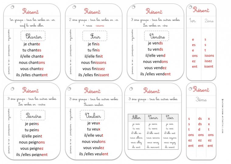 Cartes « Mémoire » Conjugaison Cycle 2 Et 3 | Bout De Gomme destiné Cours Ce2 A Imprimer