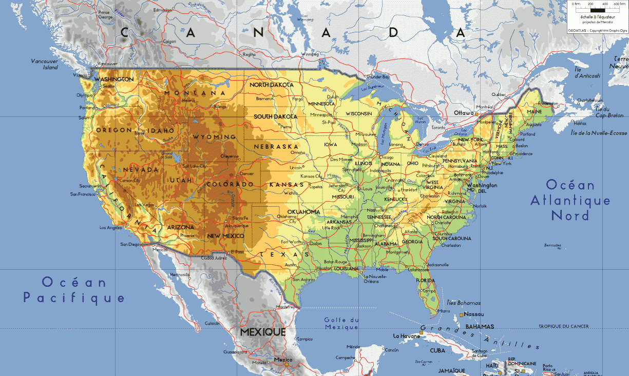 Cartes Ouest Usa - Californie - Utah - Nouveau Mexique serapportantà Carte Des Etats Unis À Imprimer