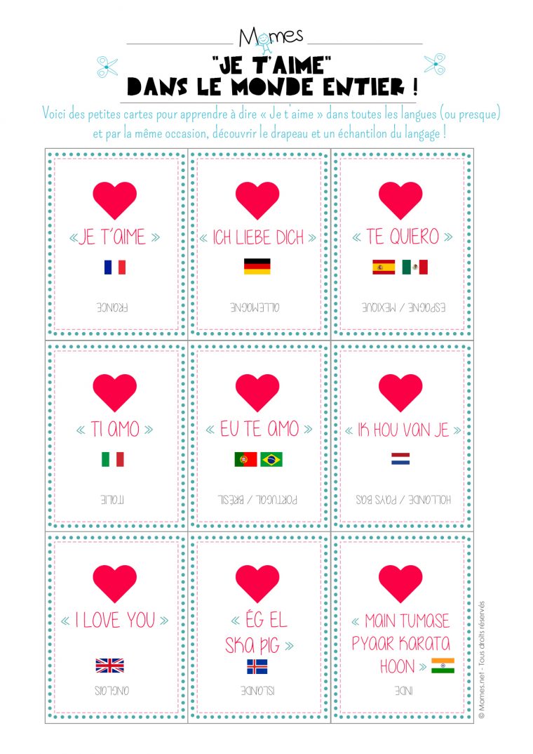 Cartes-Quiz "je T'aime" Dans Toutes Les Langues – Momes intérieur Quizz Pour Maternelle