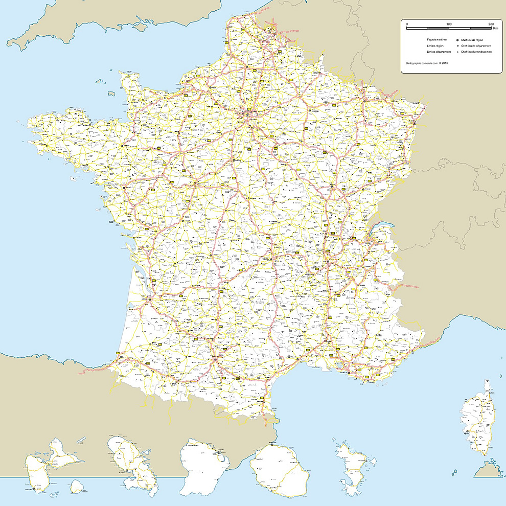 Cartes Vectorielles France tout Carte De La France Avec Ville