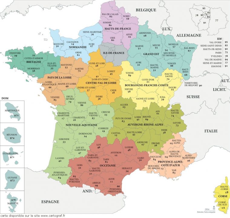 Cartograf.fr : Carte De La France : Page 2 encequiconcerne Carte France Région Vierge