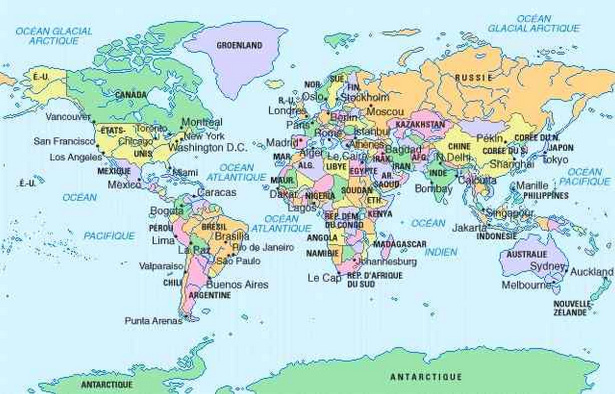 Cartograf.fr : Carte Du Monde : Carte Du Monde Avec Pays concernant Carte Du Monde Avec Capitale 