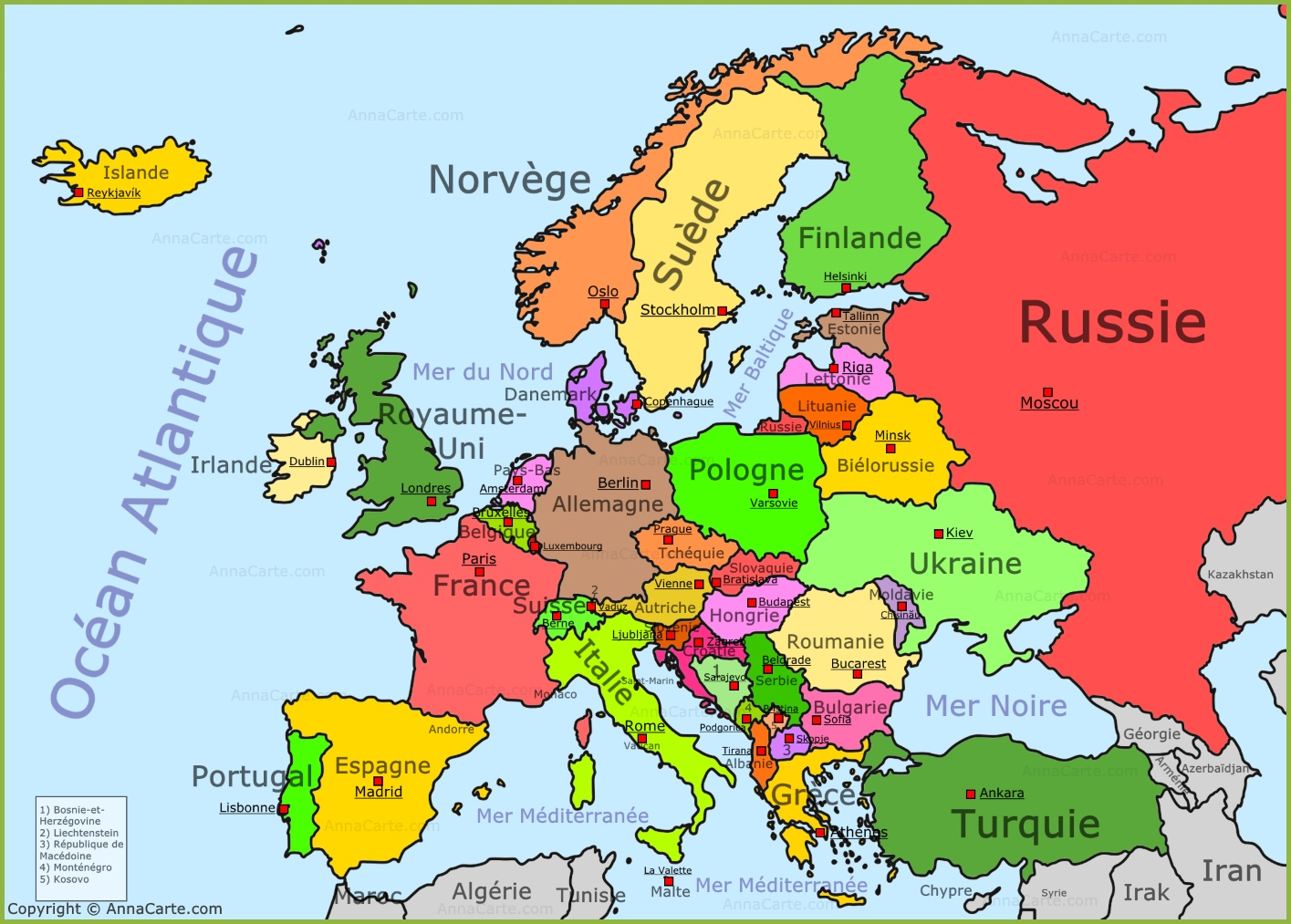 Cartograf.fr : Carte Europe : Page 8 encequiconcerne Carte De L Europe Avec Capitales 