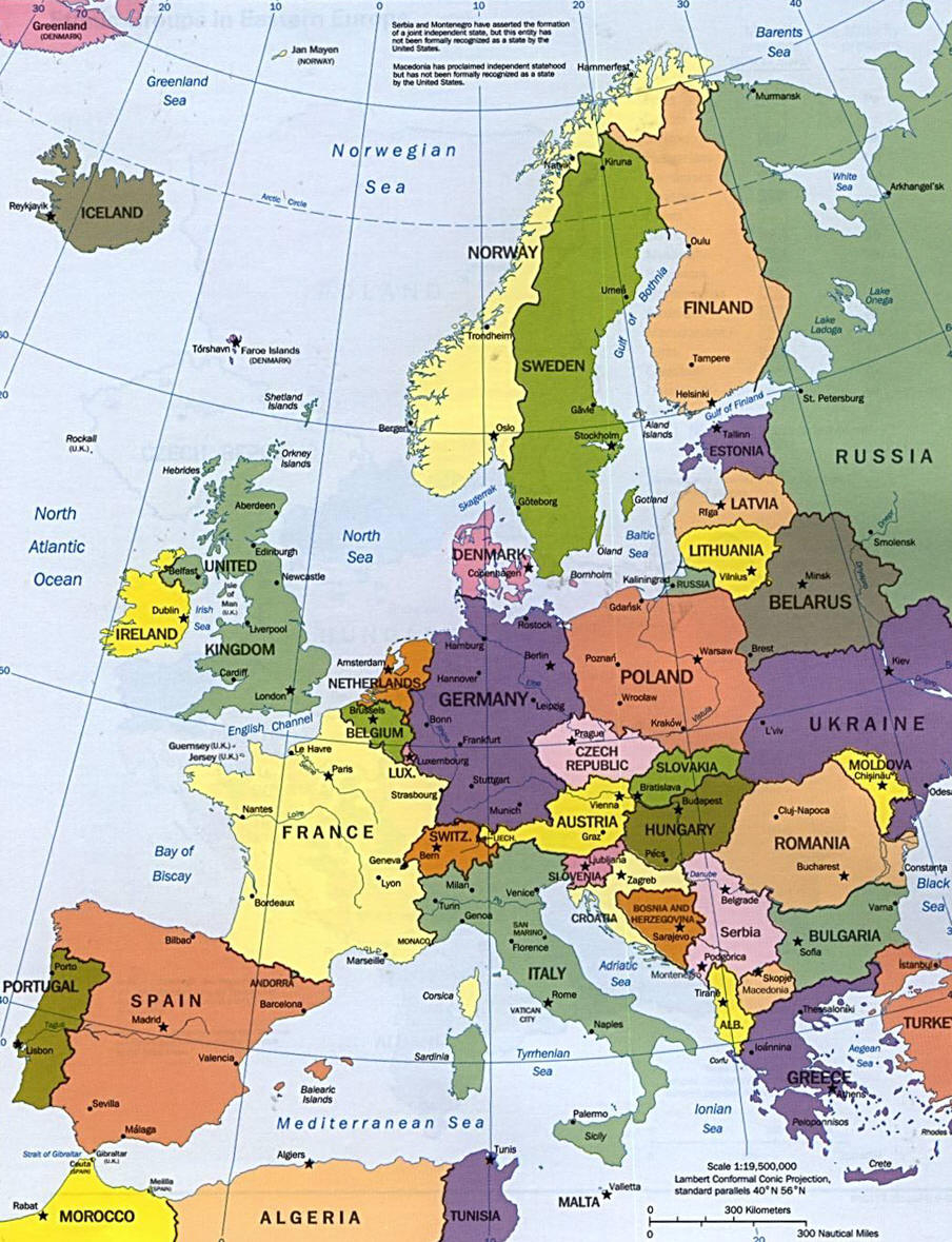 Cartograf.fr : Les Cartes Des Continents : L&amp;#039;europe avec Pays Et Capitales D Europe 